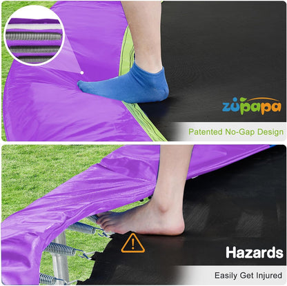 1800LBS Weight Capacity Double Frames Trampoline with No-Gap Design Curved Poles 16 15 14 12 10FT Trampolines with Enclosure Net for Kids Adults, Outdoor Family Fun