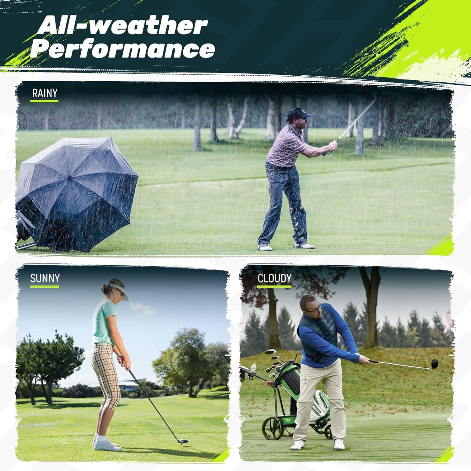 CC01 Rubber Golf Grips, 4 Colors Available, Standard/Midsize Anti-Slip Rubber Golf Club Grips
